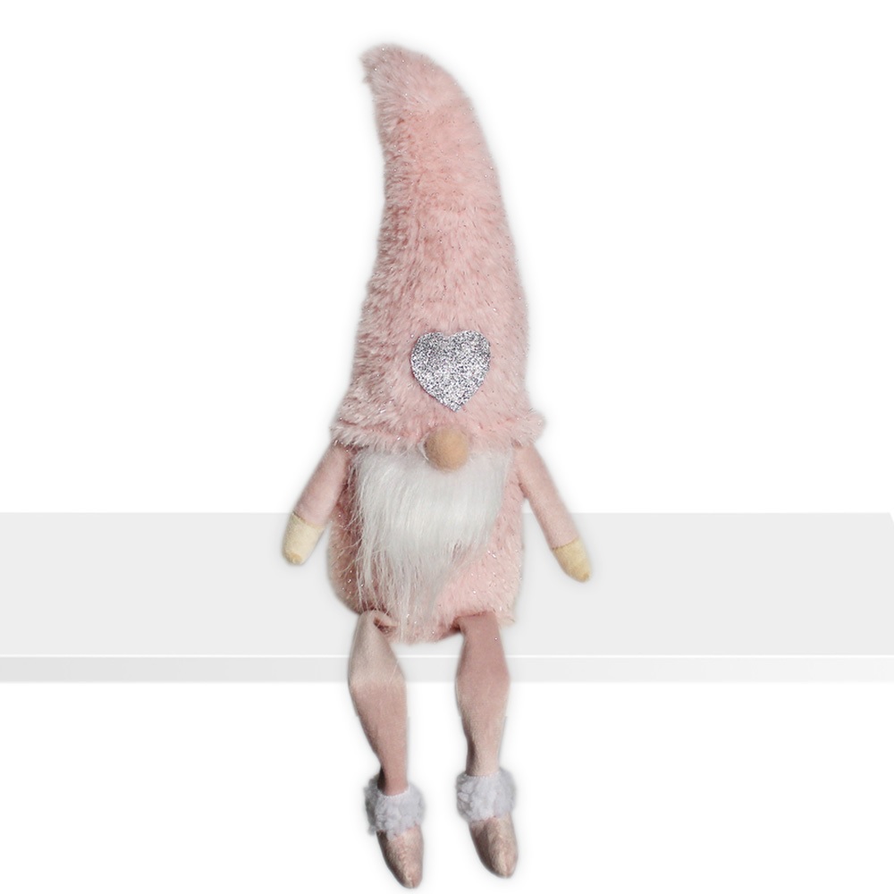 Skřítek nohatý textil 25cm růžová